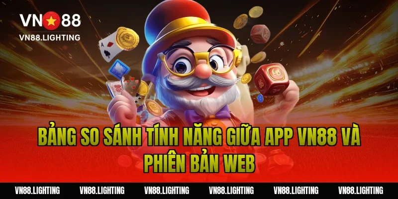 Bảng so sánh tính năng giữa app VN88 và phiên bản web